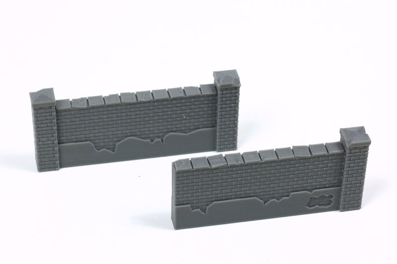 Normandy Brickstone Walls Set 9pc - 3D Printed Tabletop Wargaming Terrain for Miniature Games like Bolt Action, Flames of War