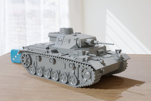 PZ.KPFW III Ausf-J - WW2 German Tank - 3D Resin Printed 28mm / 20mm / 15mm Miniature Tabletop Wargaming Combat Vehicle