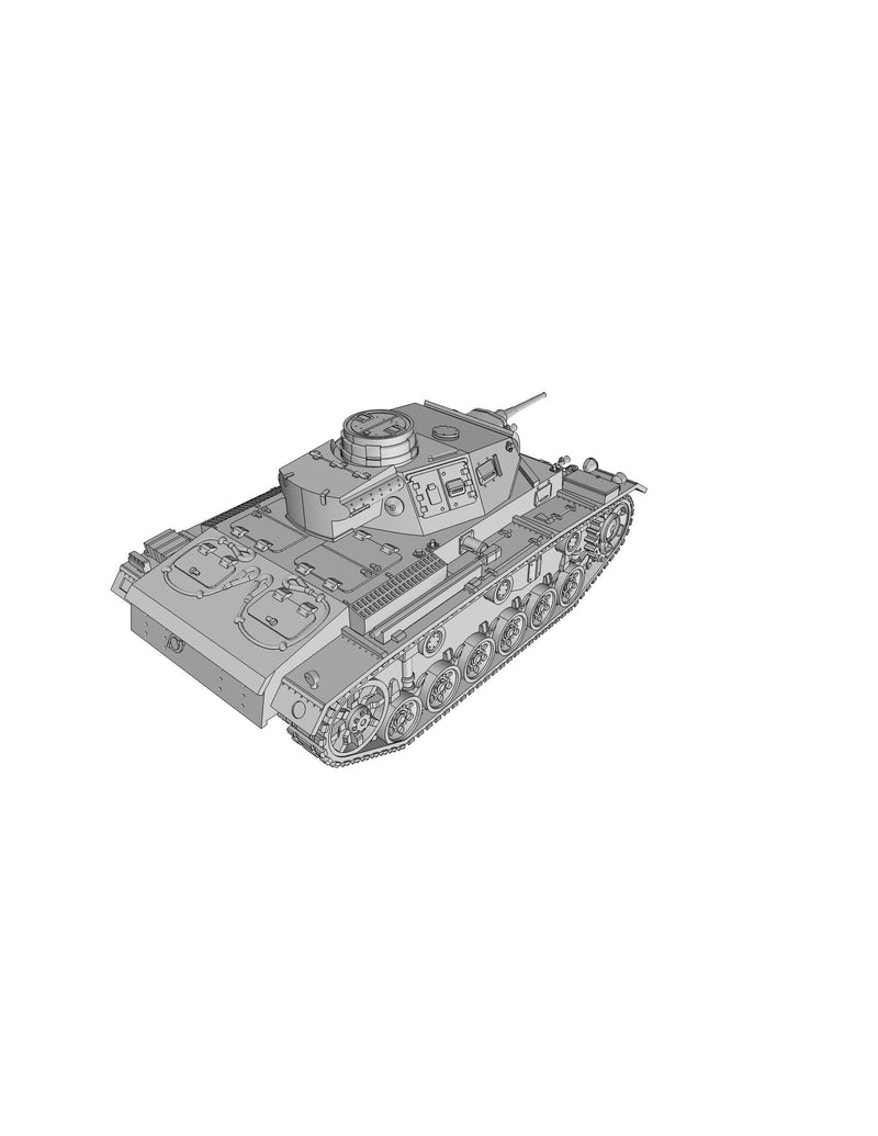 PZ.KPFW III Ausf-J - WW2 German Tank - 3D Resin Printed 28mm / 20mm / 15mm Miniature Tabletop Wargaming Combat Vehicle