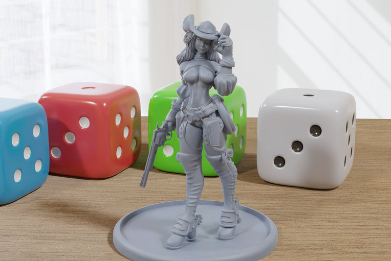 Wild West Glamber Sexy Pinup SFW/ NSFW 3D Printed Minifigures for Fantasy Miniature Tabletop Games DND, Frostgrave 28mm / 32mm / 75mm