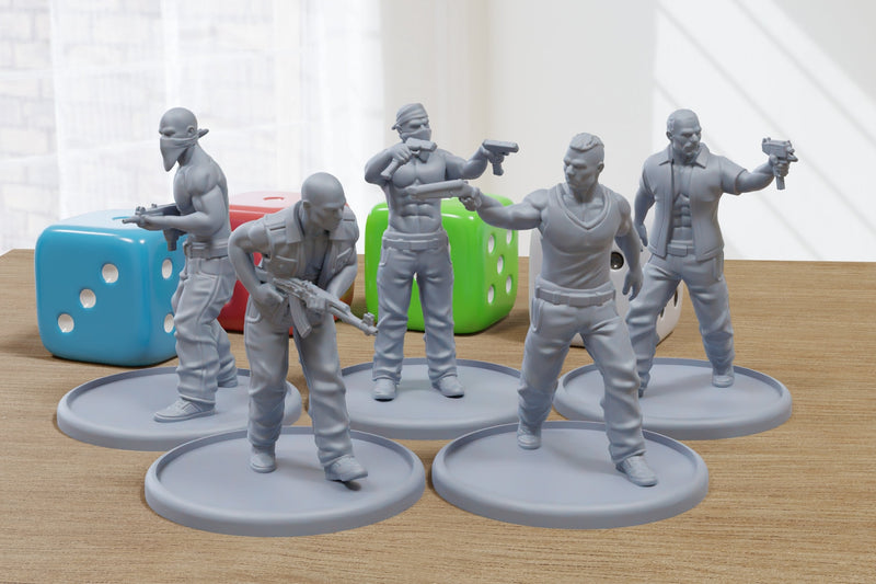 Street Gangsters - 3D Printed Minifigures for Modern Tabletop Wargaming 28mm / 32mm Scale