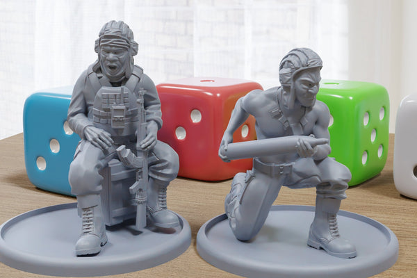 Modern African Crew Duo - 3D Printed Miniatures for Tabletop Wargames - 28mm / 32mm Scale Minifigures