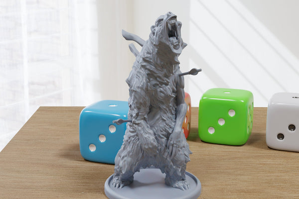 Zombie Bear - 3D Printed Minifigure for Zombie Post Apocalyptic Miniature Tabletop Games TTRPG