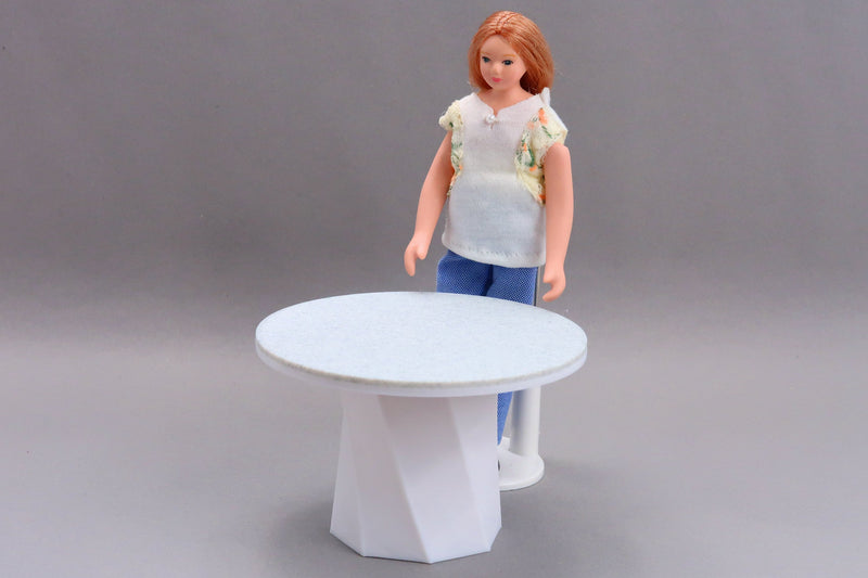 Round Modern Dining Table with Twisted Leg - Dollhouse Miniature 1/12 & 1/18 Miniature Dollhouse Furniture